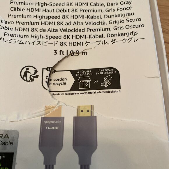 Amazon Basics Ultra High-Speed 8K HDMI Cable 3ft Gray Braided Cable audio/video - Picture 2 of 11